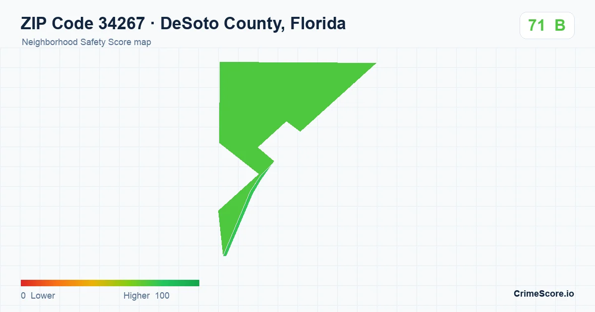 ZIP Code 34267 in DeSoto County, Florida neighborhood Safety Score map