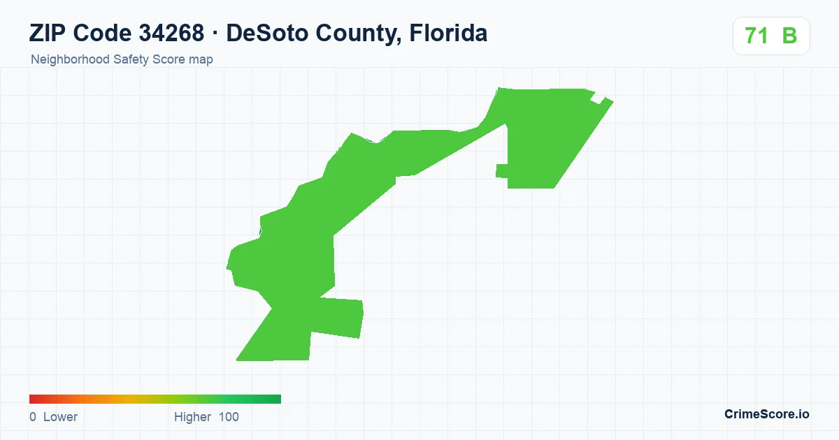 ZIP Code 34268 in DeSoto County, Florida neighborhood Safety Score map