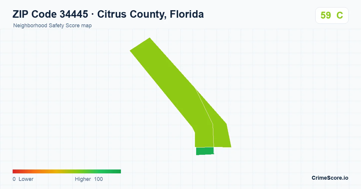 ZIP Code 34445 in Citrus County, Florida neighborhood Safety Score map
