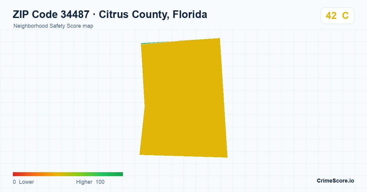 ZIP Code 34487 in Citrus County, Florida neighborhood Safety Score map
