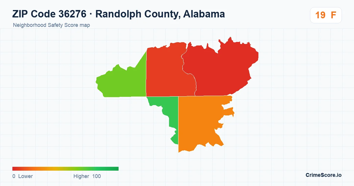ZIP Code 36276 in Randolph County, Alabama neighborhood Safety Score map