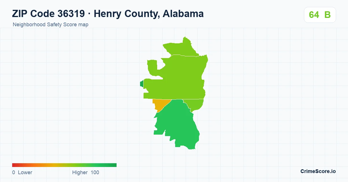 ZIP Code 36319 in Henry County, Alabama neighborhood Safety Score map