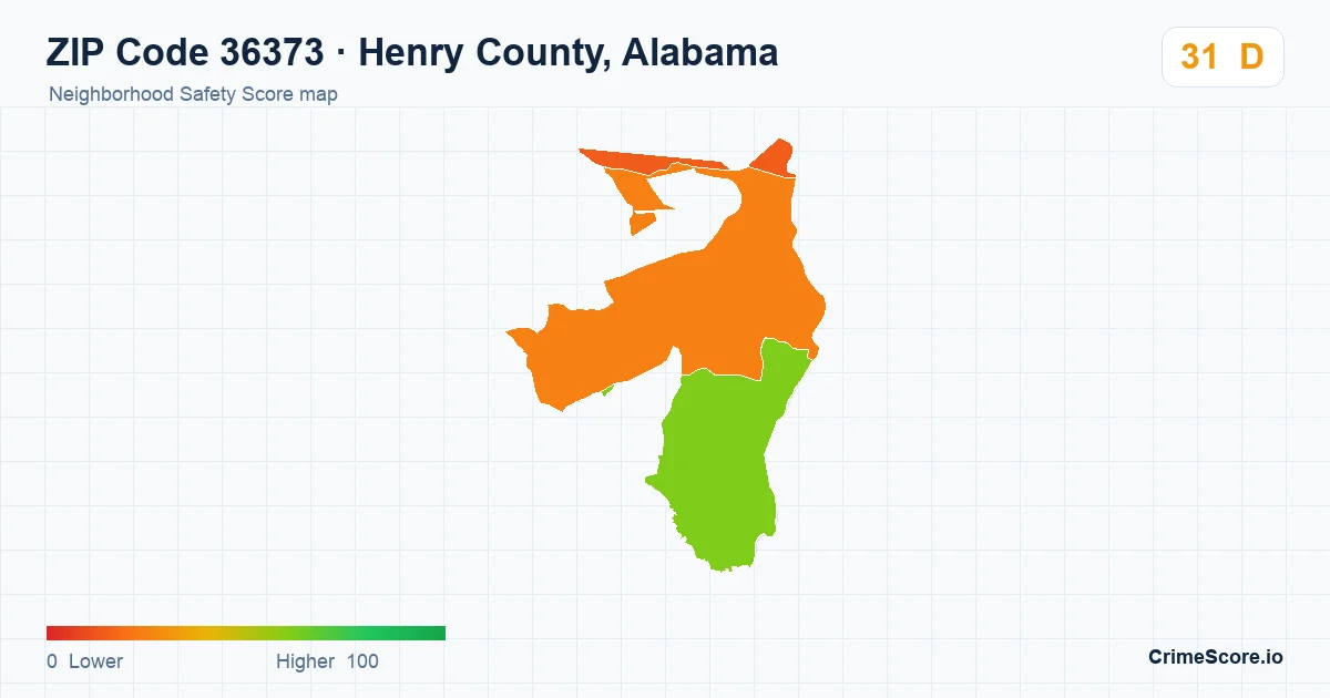 ZIP Code 36373 in Henry County, Alabama neighborhood Safety Score map