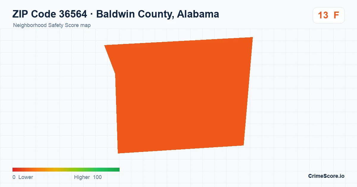 ZIP Code 36564 in Baldwin County, Alabama neighborhood Safety Score map
