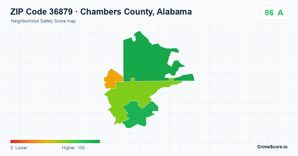 ZIP Code 36879 in Chambers County, Alabama neighborhood Safety Score map