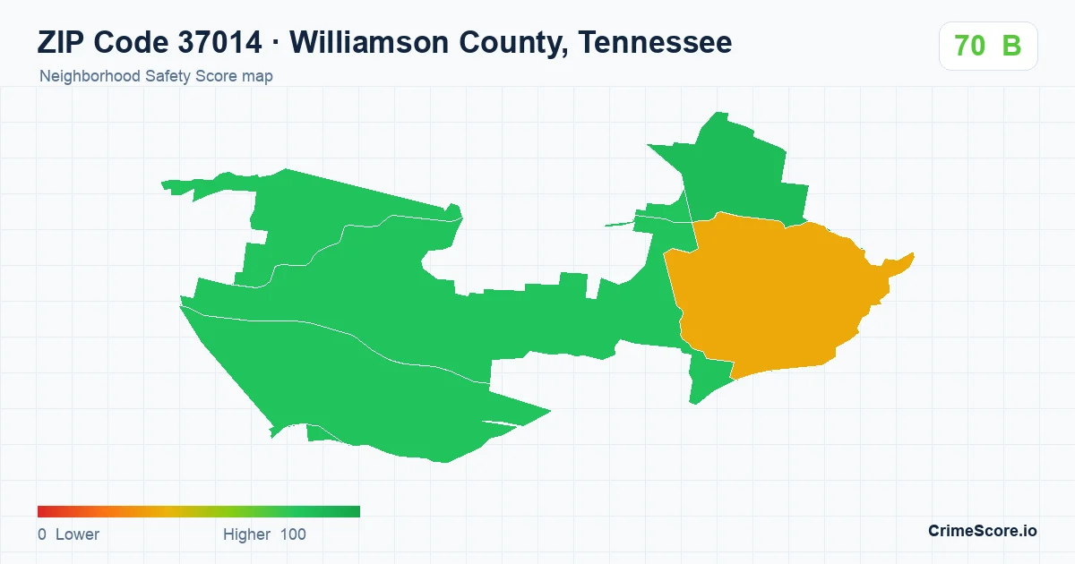ZIP Code 37014 in Williamson County, Tennessee neighborhood Safety Score map