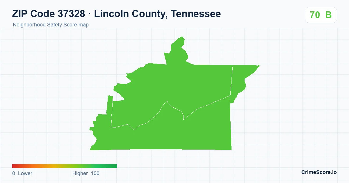 ZIP Code 37328 in Lincoln County, Tennessee neighborhood Safety Score map