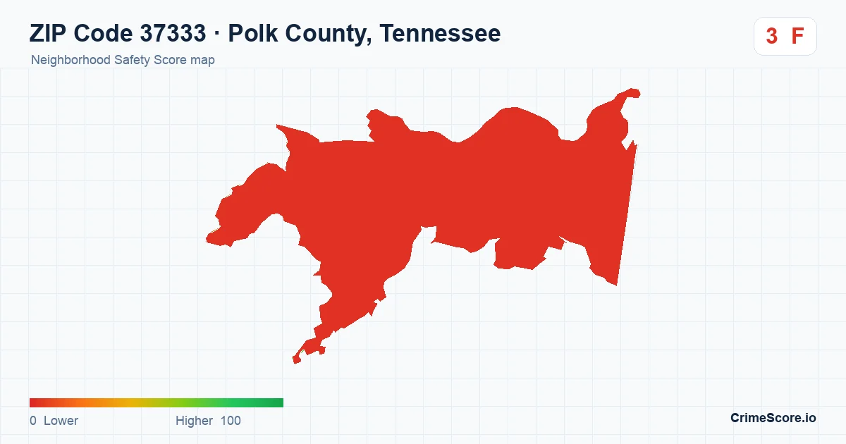 ZIP Code 37333 in Polk County, Tennessee neighborhood Safety Score map