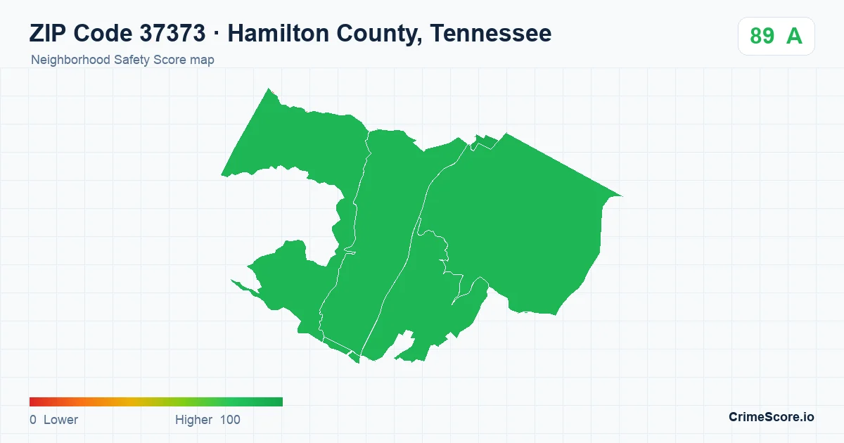 ZIP Code 37373 in Hamilton County, Tennessee neighborhood Safety Score map