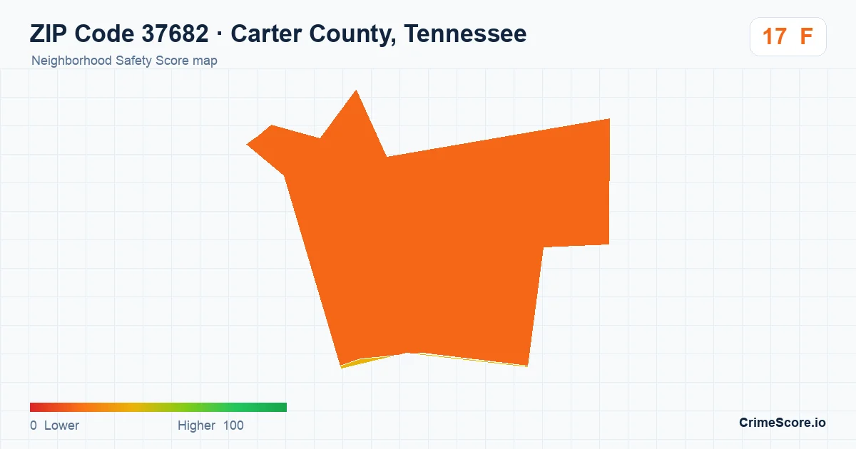 ZIP Code 37682 in Carter County, Tennessee neighborhood Safety Score map