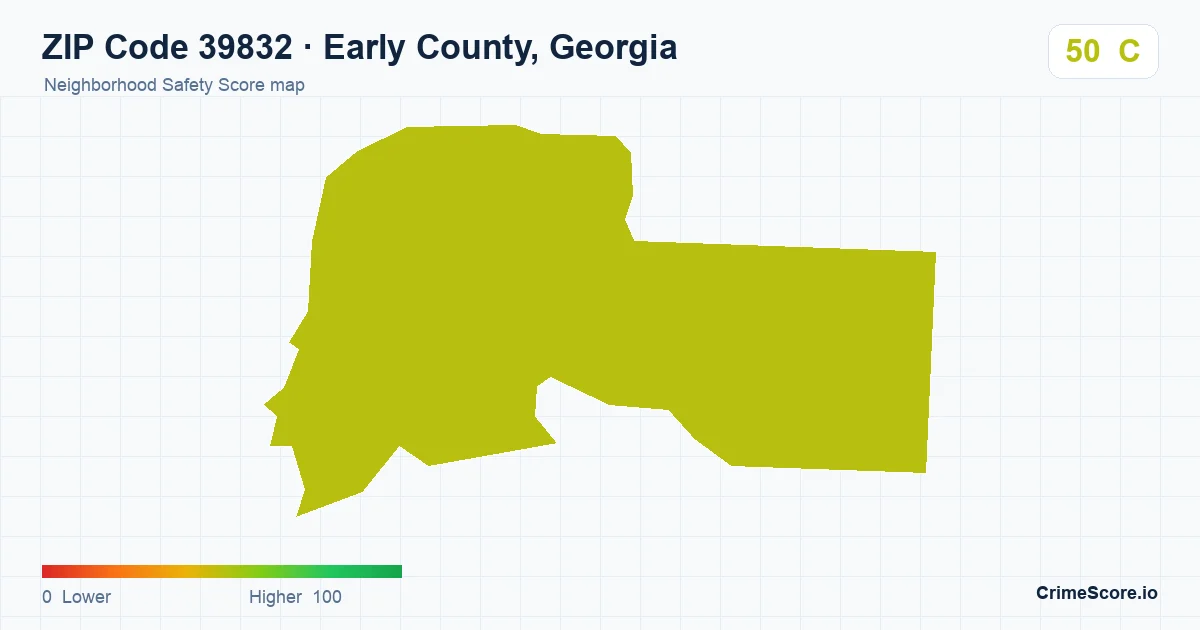 ZIP Code 39832 in Early County, Georgia neighborhood Safety Score map