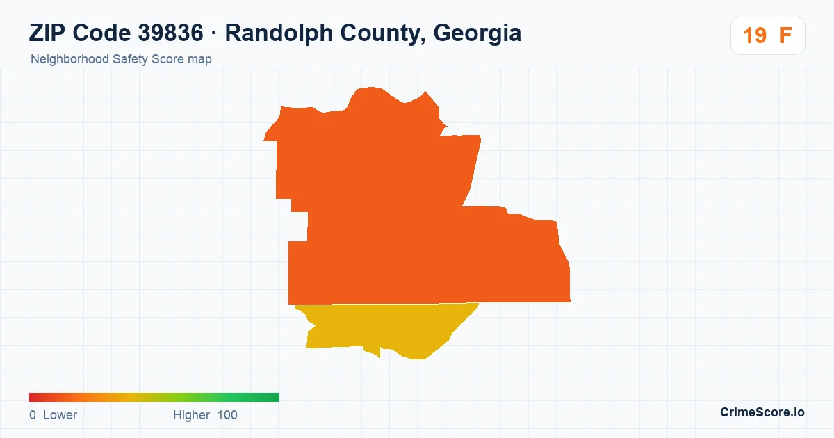 ZIP Code 39836 in Randolph County, Georgia neighborhood Safety Score map
