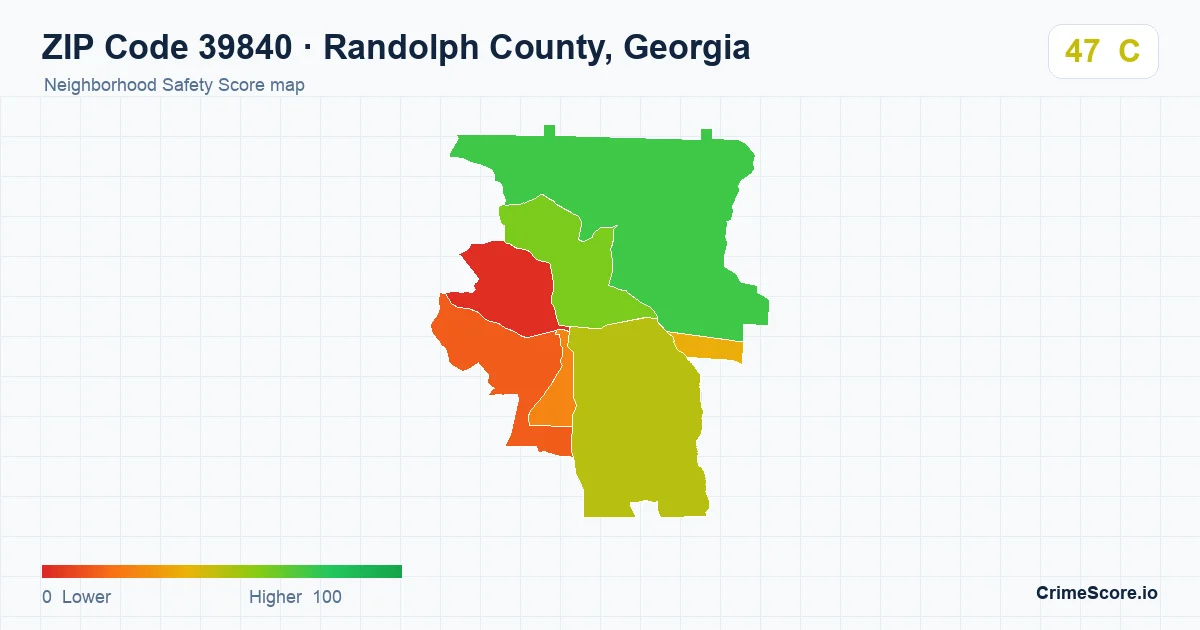 ZIP Code 39840 in Randolph County, Georgia neighborhood Safety Score map