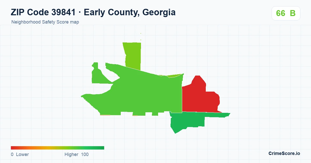 ZIP Code 39841 in Early County, Georgia neighborhood Safety Score map