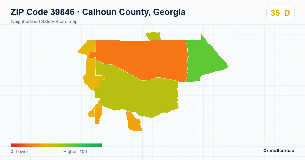 ZIP Code 39846 in Calhoun County, Georgia neighborhood Safety Score map