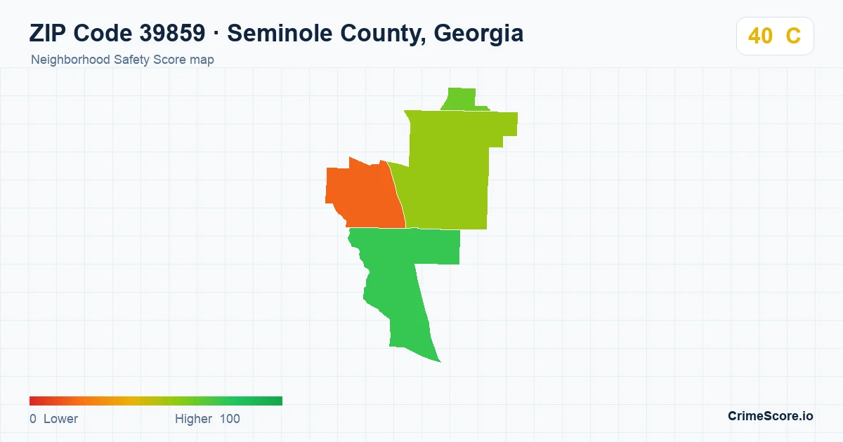 ZIP Code 39859 in Seminole County, Georgia neighborhood Safety Score map