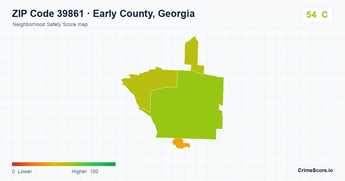 ZIP Code 39861 in Early County, Georgia neighborhood Safety Score map