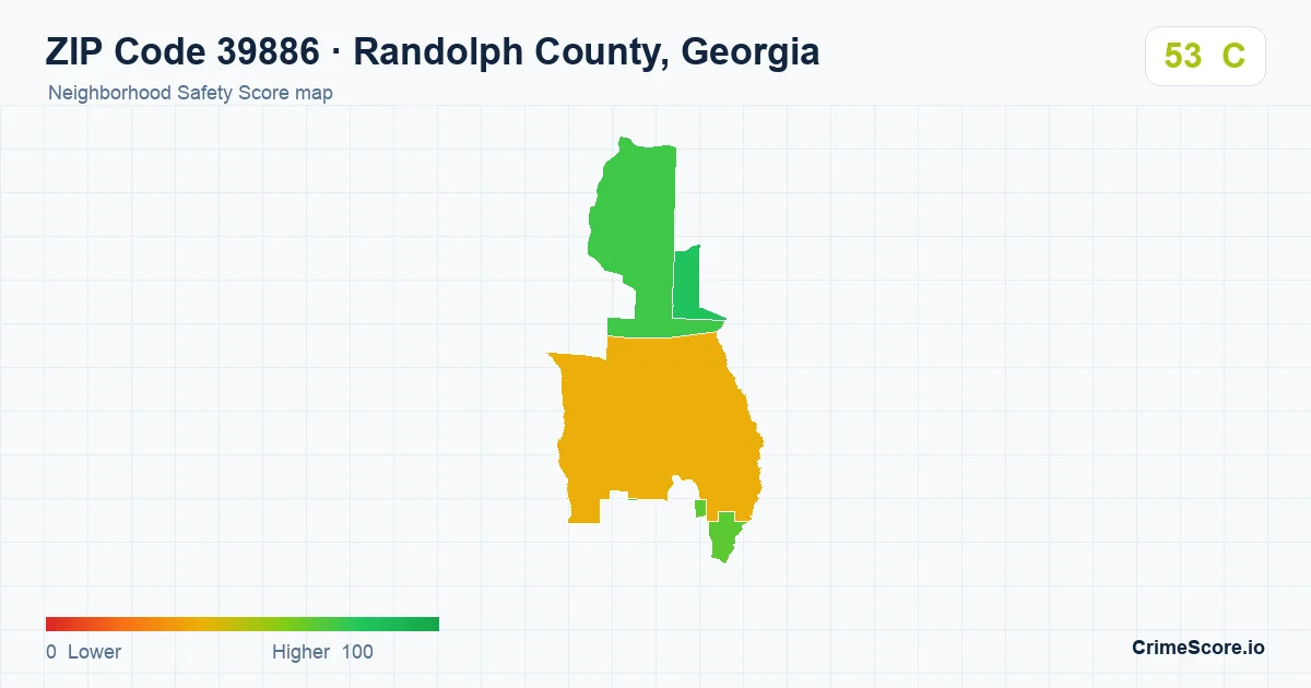 ZIP Code 39886 in Randolph County, Georgia neighborhood Safety Score map
