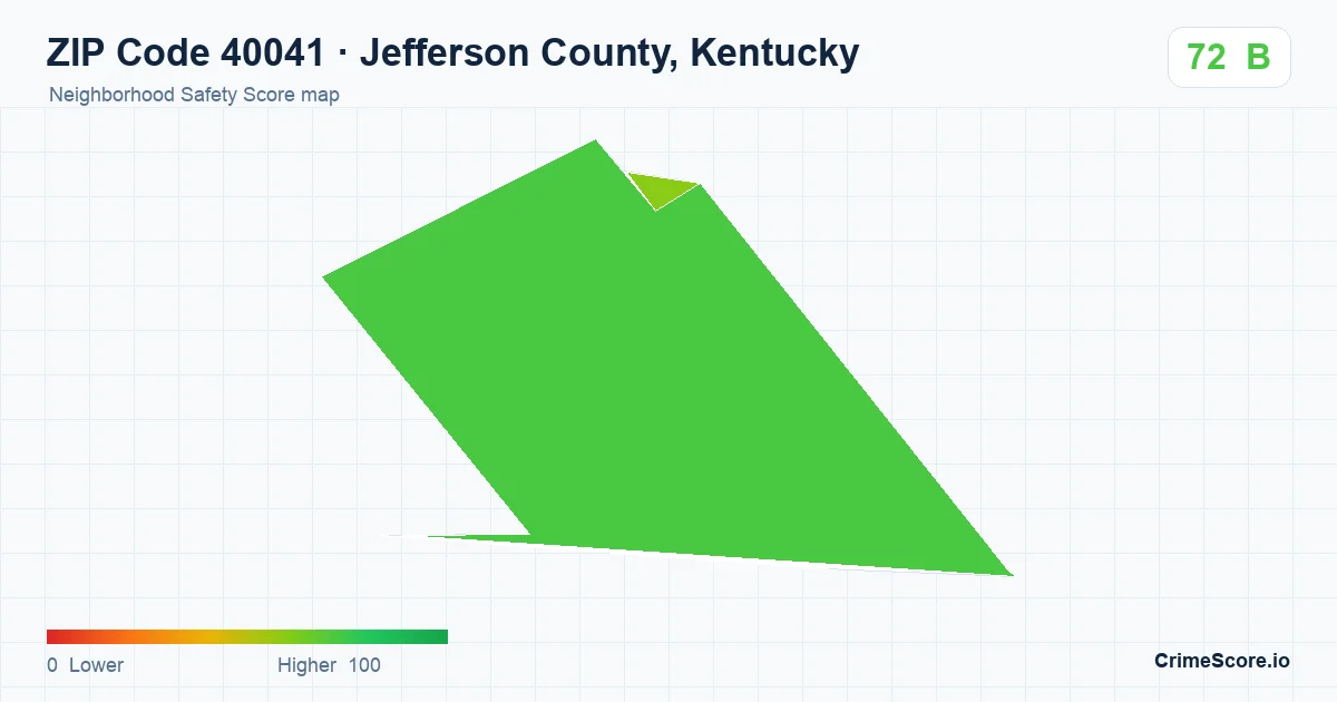 ZIP Code 40041 in Jefferson County, Kentucky neighborhood Safety Score map