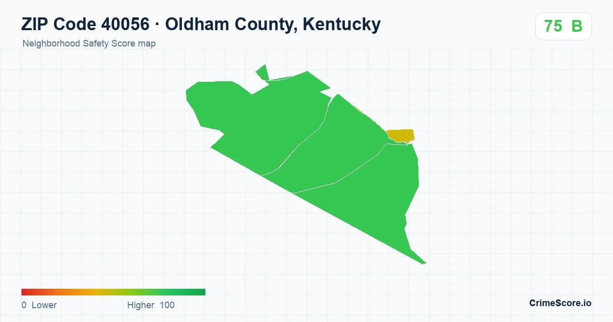 ZIP Code 40056 in Oldham County, Kentucky neighborhood Safety Score map