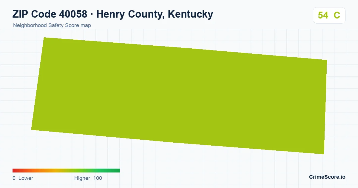 ZIP Code 40058 in Henry County, Kentucky neighborhood Safety Score map