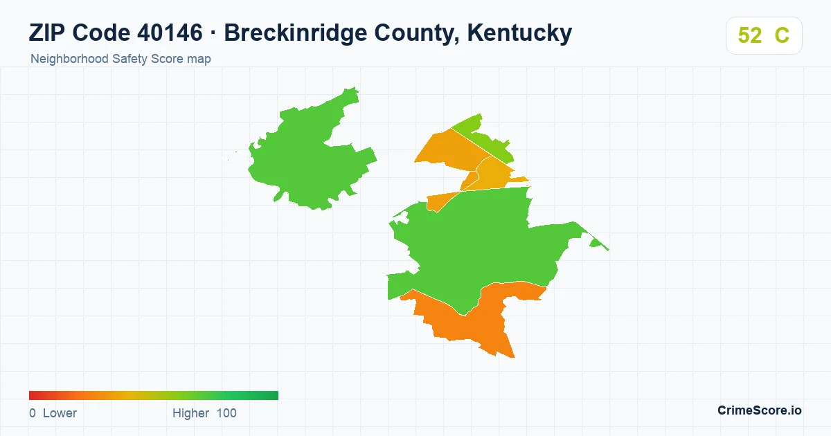 ZIP Code 40146 in Breckinridge County, Kentucky neighborhood Safety Score map