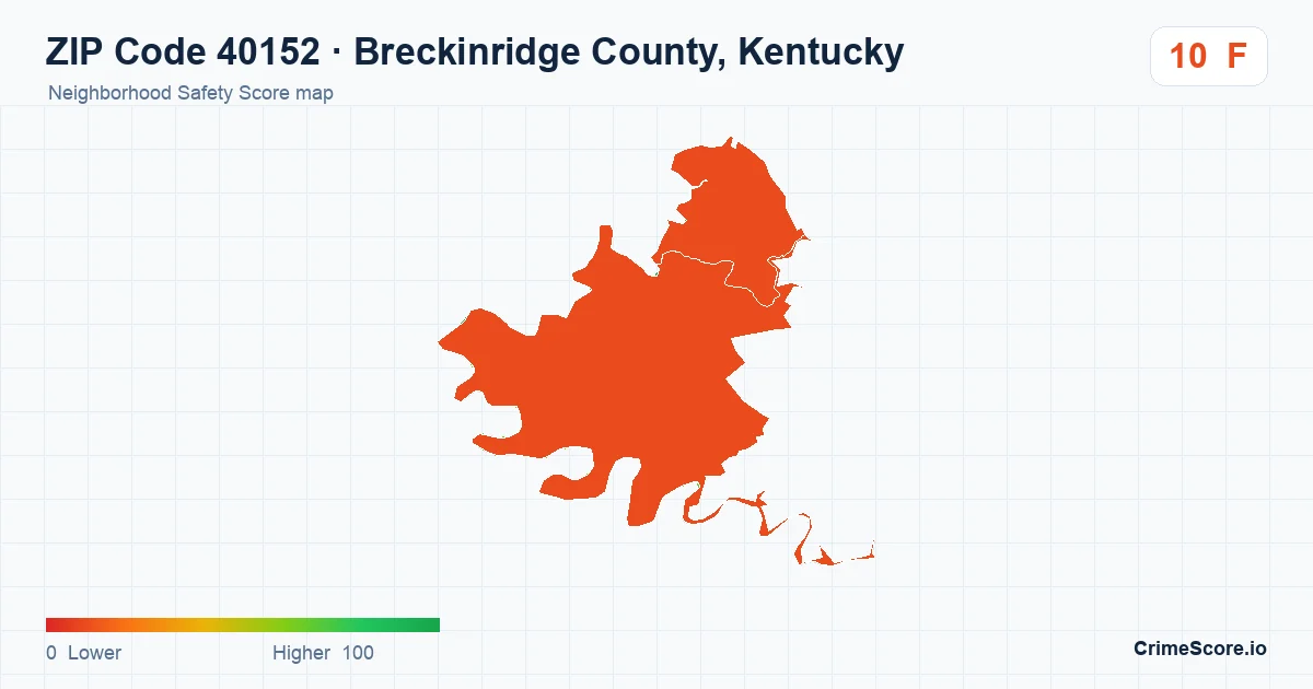 ZIP Code 40152 in Breckinridge County, Kentucky neighborhood Safety Score map