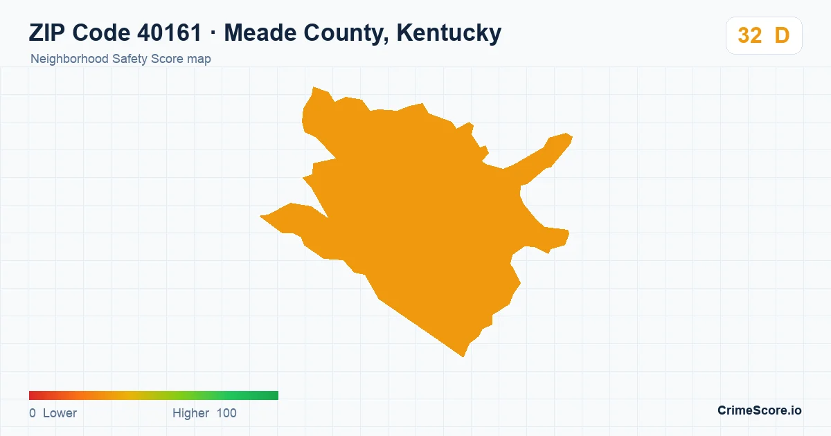 ZIP Code 40161 in Meade County, Kentucky neighborhood Safety Score map