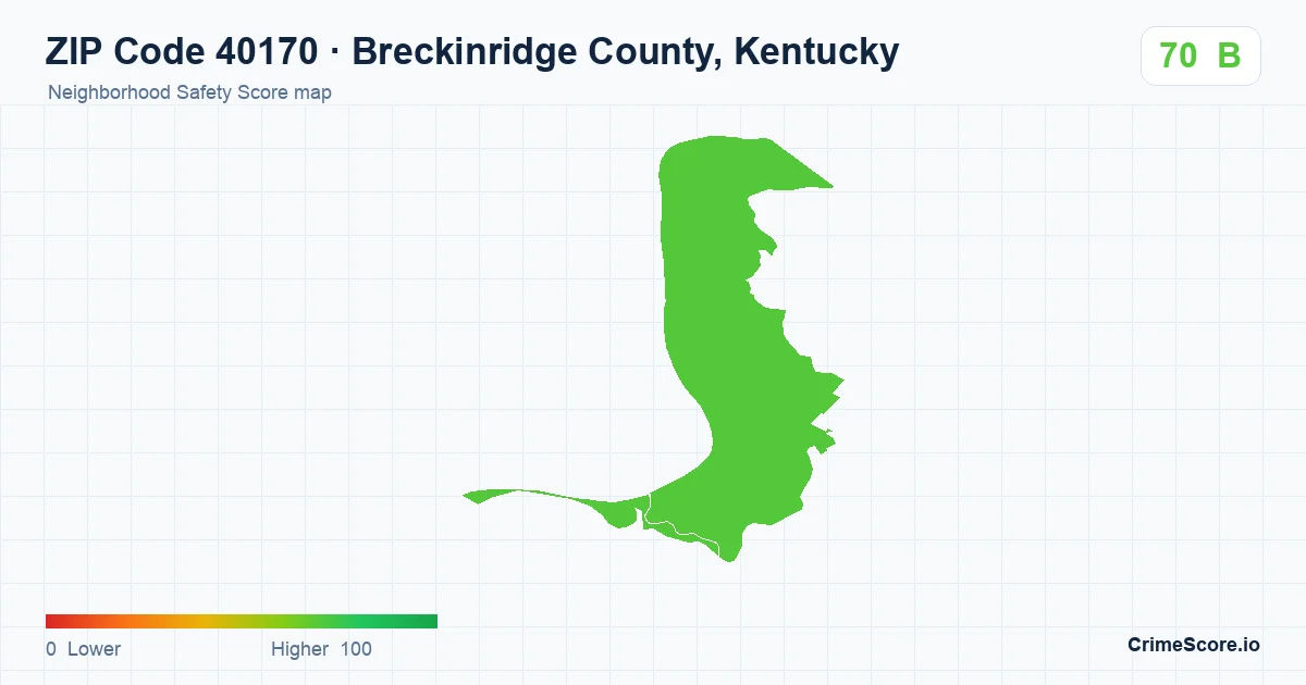 ZIP Code 40170 in Breckinridge County, Kentucky neighborhood Safety Score map