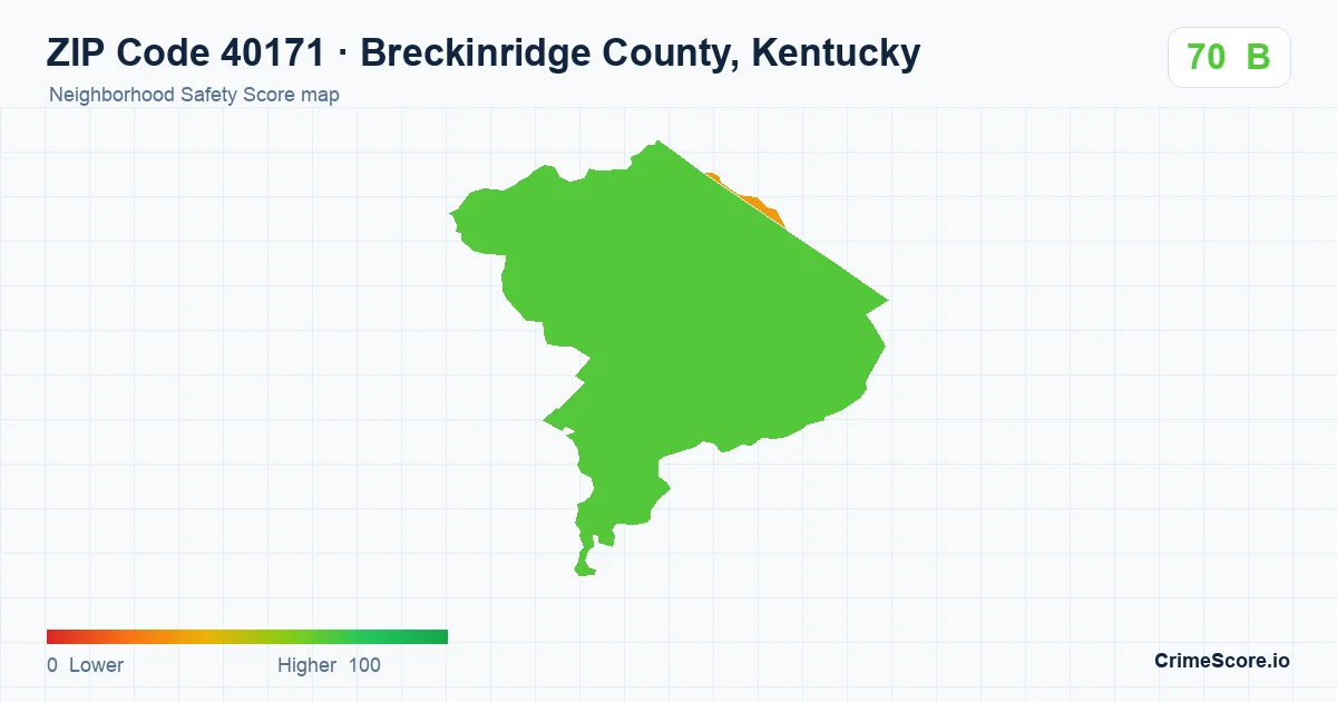 ZIP Code 40171 in Breckinridge County, Kentucky neighborhood Safety Score map