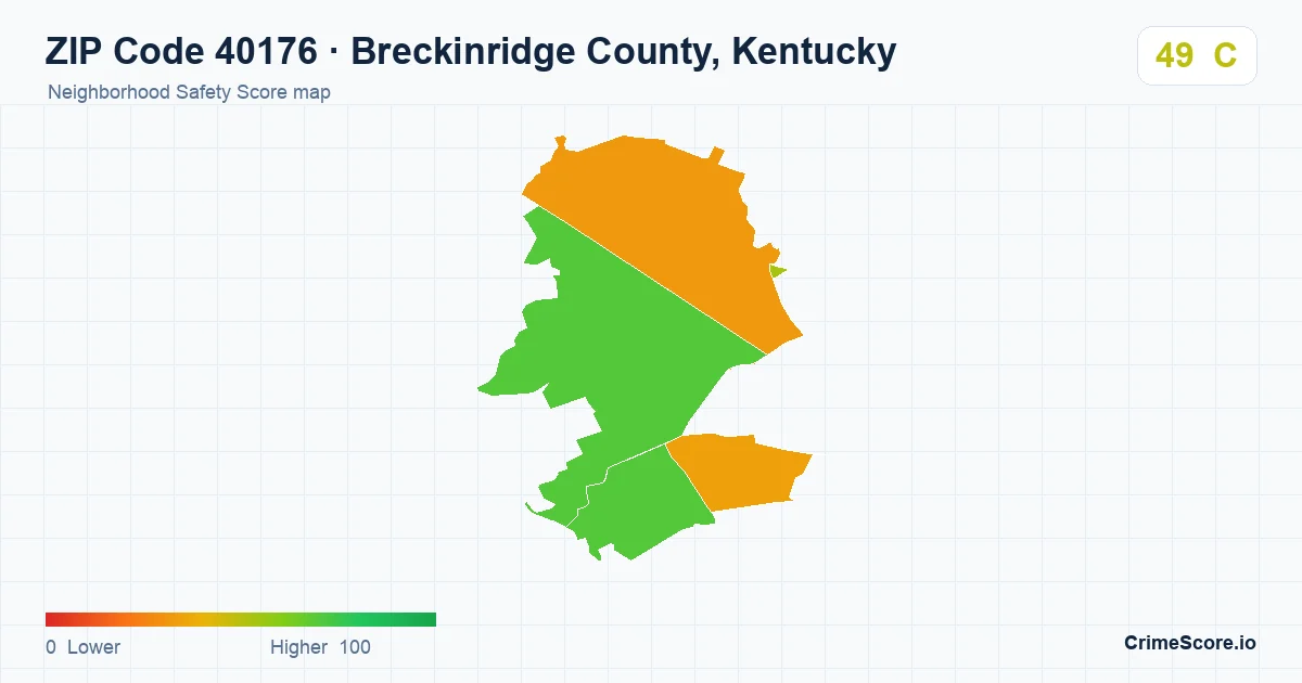 ZIP Code 40176 in Breckinridge County, Kentucky neighborhood Safety Score map