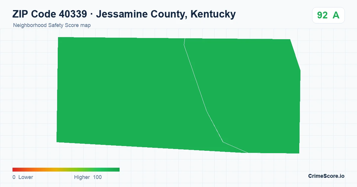 ZIP Code 40339 in Jessamine County, Kentucky neighborhood Safety Score map
