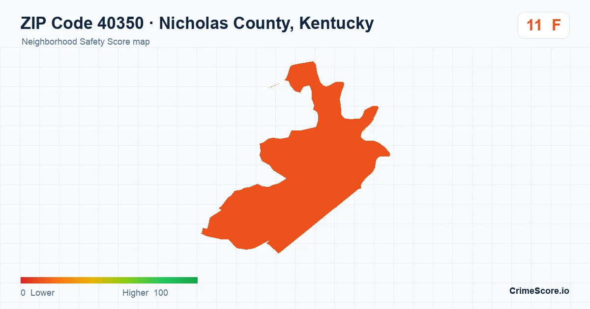 ZIP Code 40350 in Nicholas County, Kentucky neighborhood Safety Score map