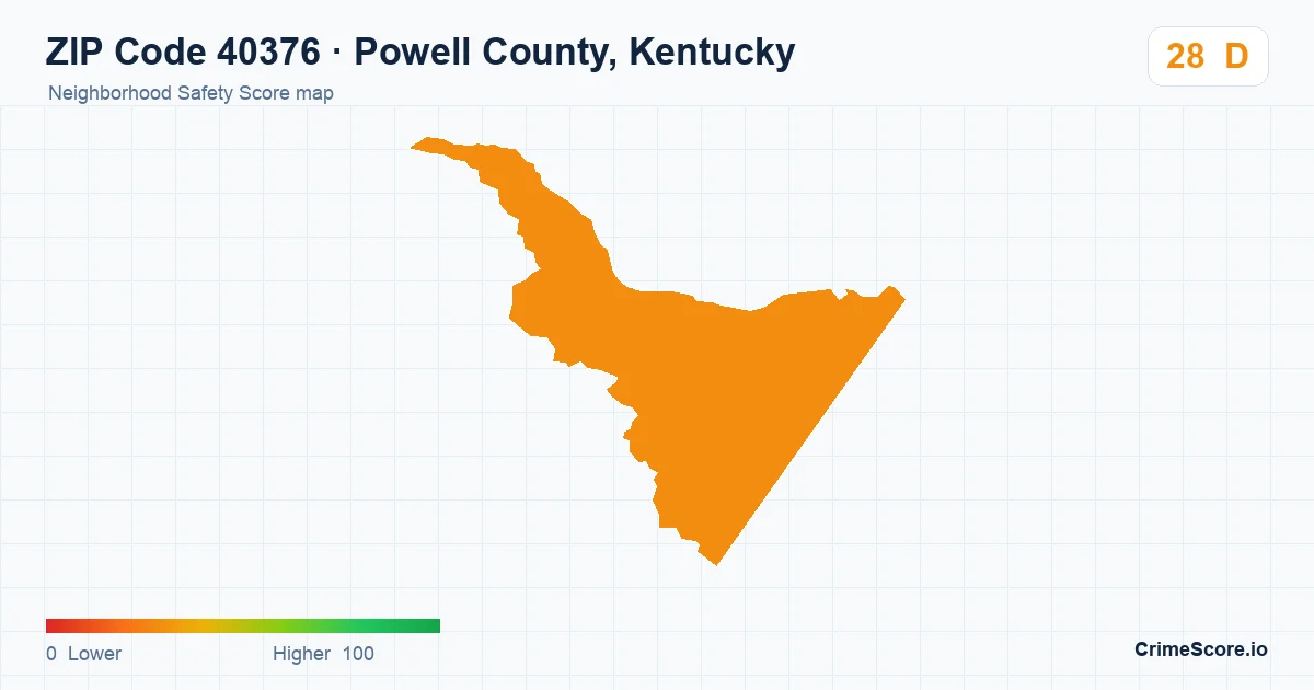 ZIP Code 40376 in Powell County, Kentucky neighborhood Safety Score map