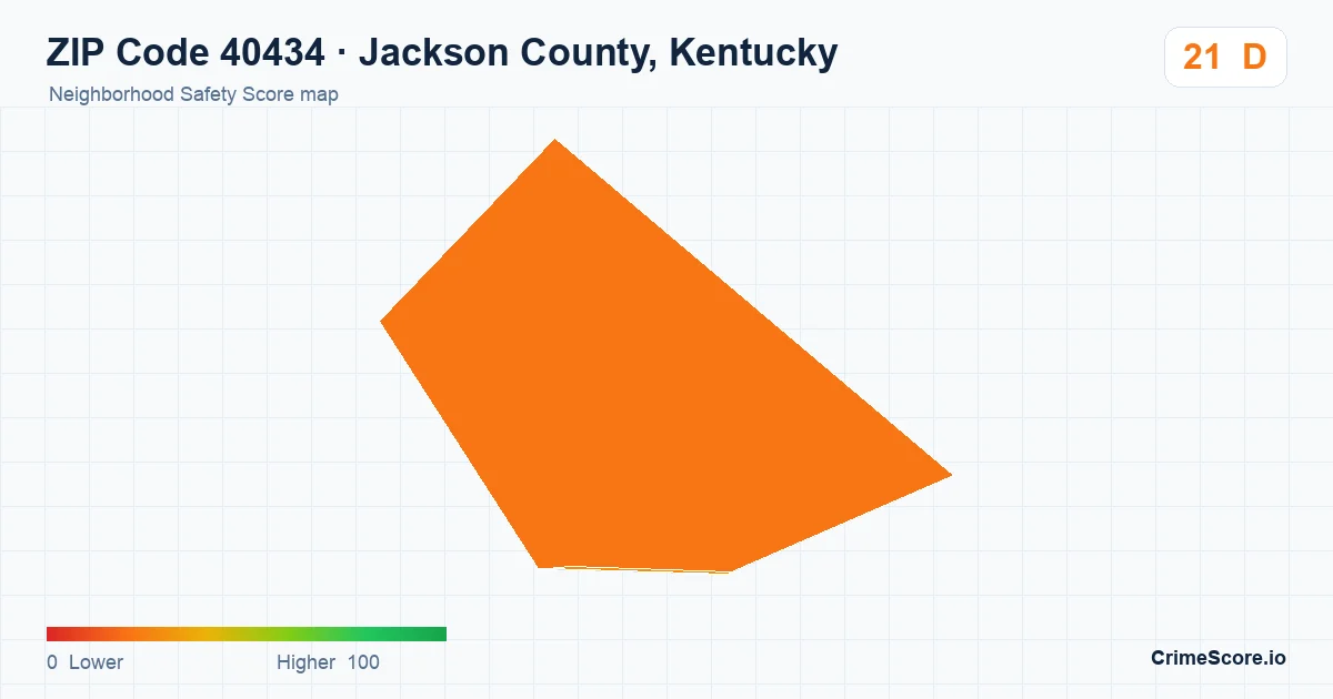 ZIP Code 40434 in Jackson County, Kentucky neighborhood Safety Score map