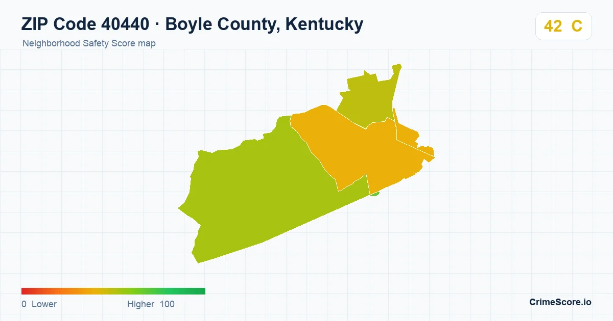 ZIP Code 40440 in Boyle County, Kentucky neighborhood Safety Score map