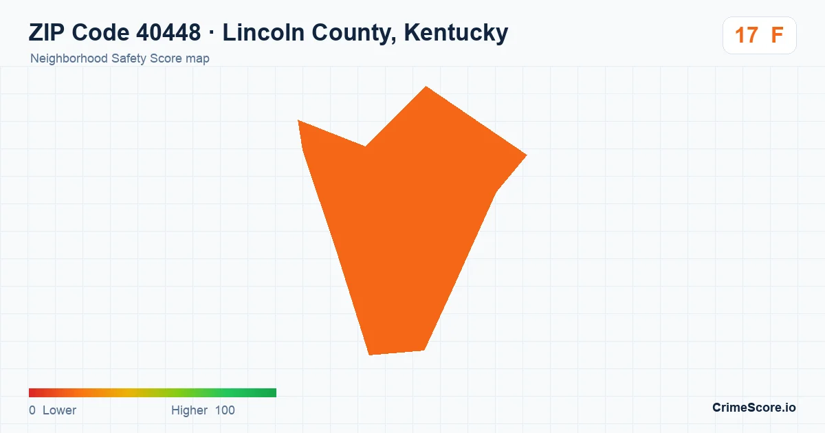 ZIP Code 40448 in Lincoln County, Kentucky neighborhood Safety Score map