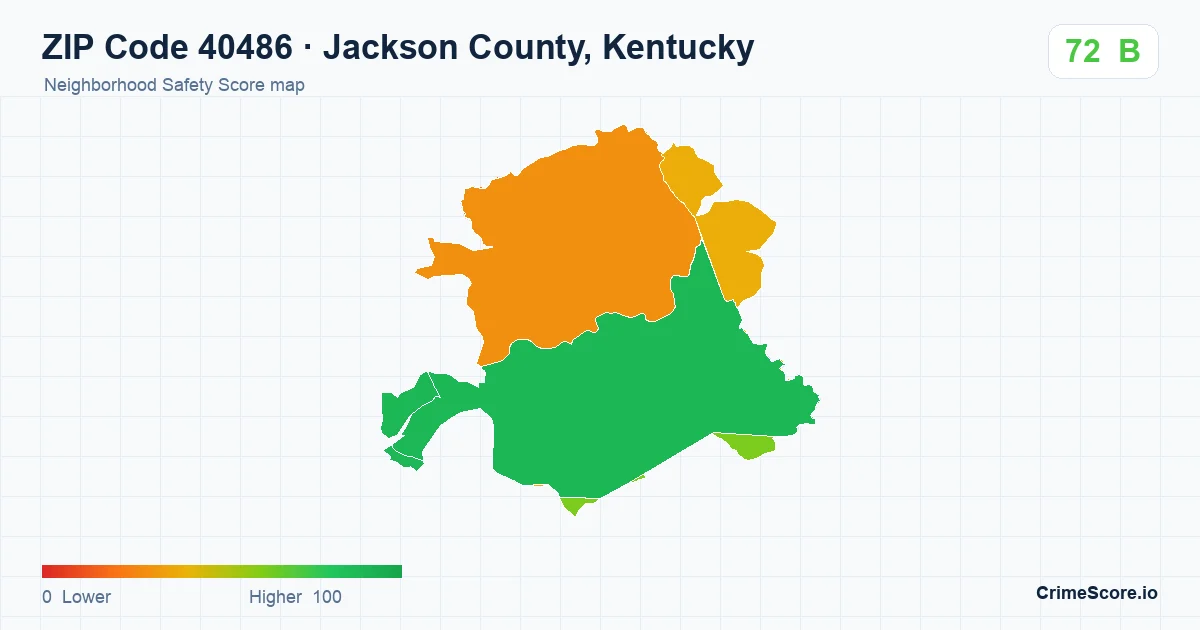 ZIP Code 40486 in Jackson County, Kentucky neighborhood Safety Score map