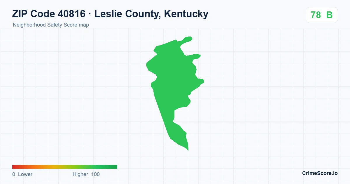ZIP Code 40816 in Leslie County, Kentucky neighborhood Safety Score map