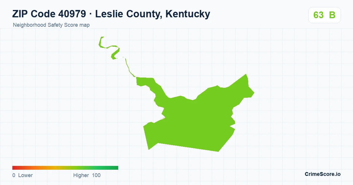 ZIP Code 40979 in Leslie County, Kentucky neighborhood Safety Score map