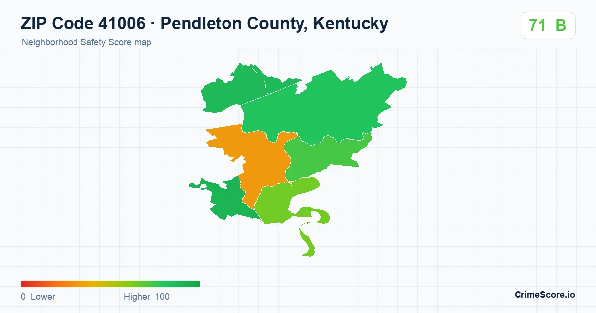 ZIP Code 41006 in Pendleton County, Kentucky neighborhood Safety Score map
