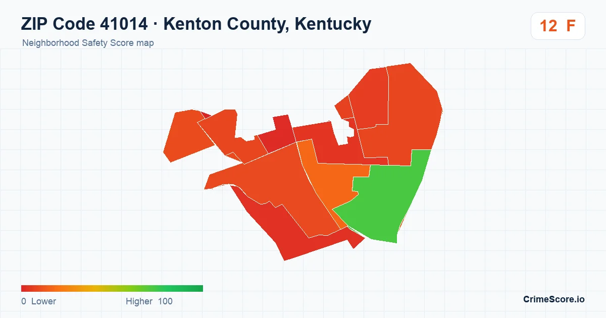 ZIP Code 41014 in Kenton County, Kentucky neighborhood Safety Score map