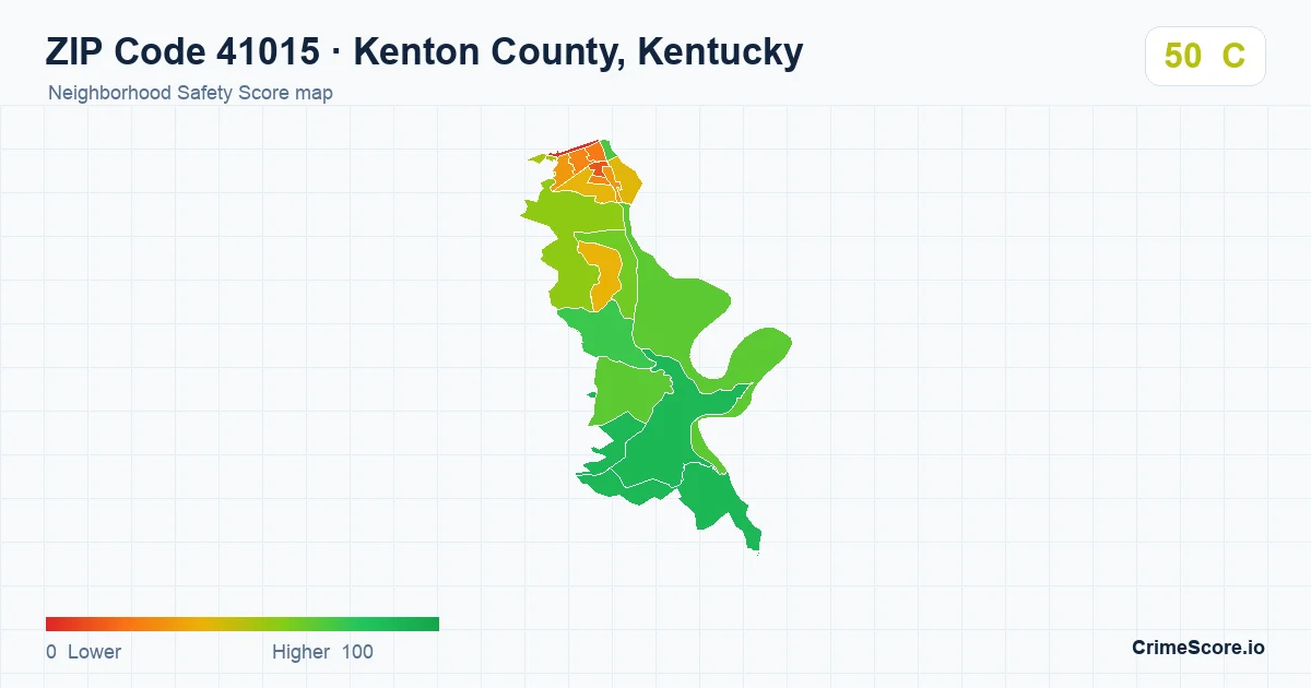 ZIP Code 41015 in Kenton County, Kentucky neighborhood Safety Score map