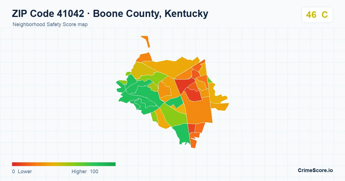 ZIP Code 41042 in Boone County, Kentucky neighborhood Safety Score map