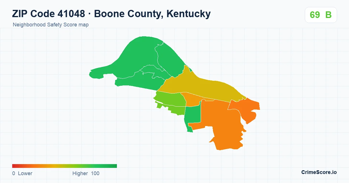 ZIP Code 41048 in Boone County, Kentucky neighborhood Safety Score map