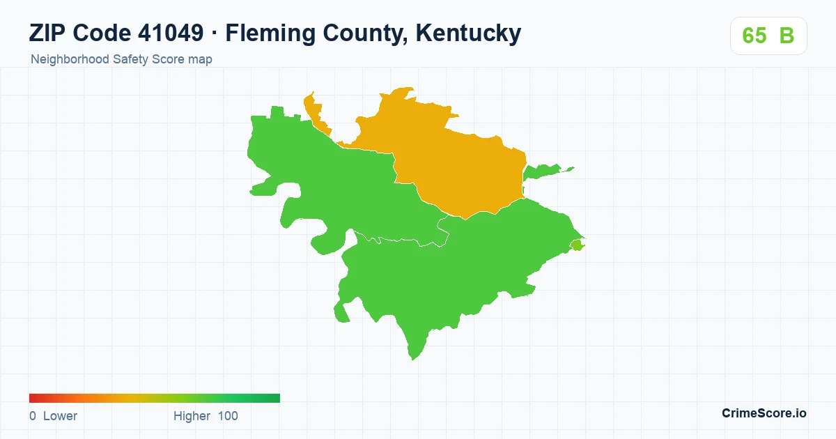 ZIP Code 41049 in Fleming County, Kentucky neighborhood Safety Score map