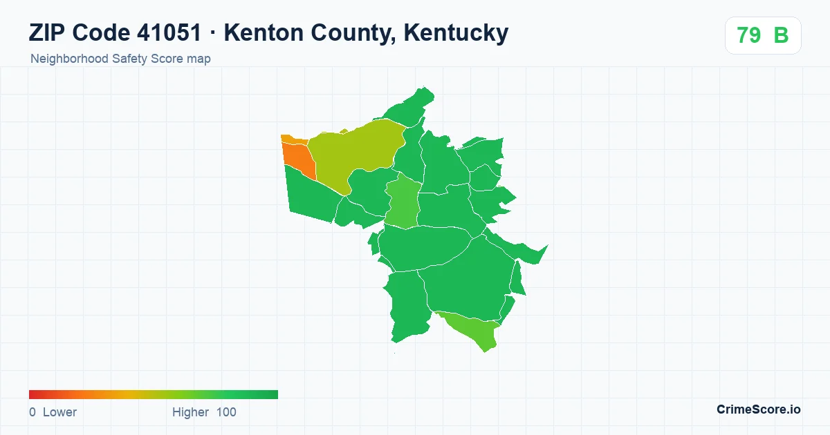 ZIP Code 41051 in Kenton County, Kentucky neighborhood Safety Score map