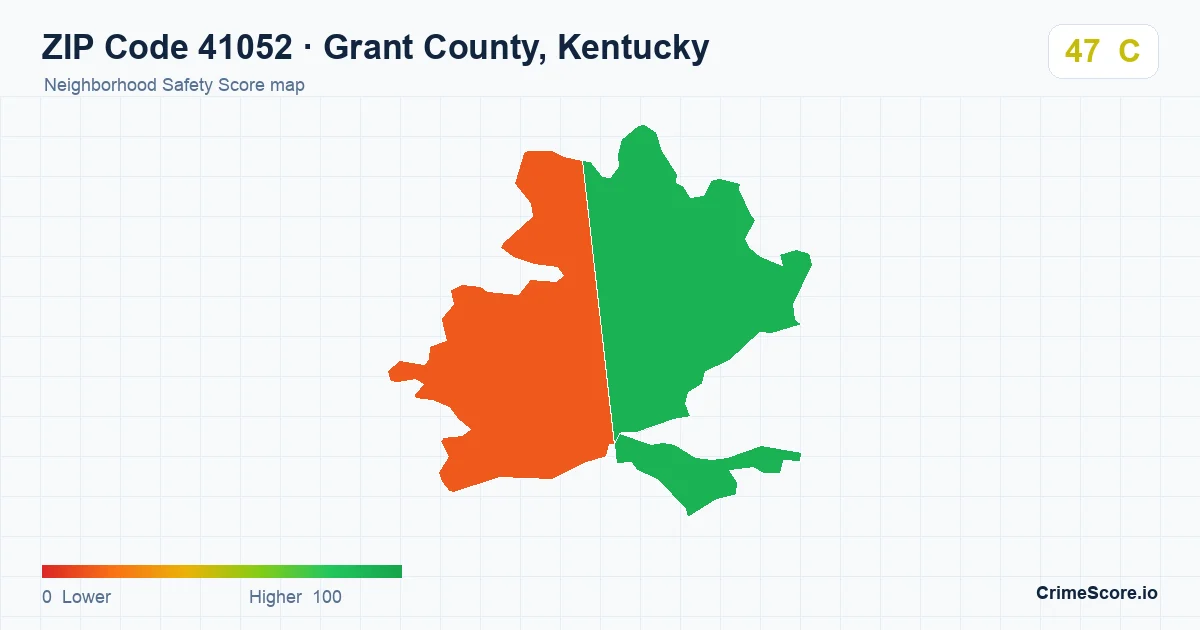 ZIP Code 41052 in Grant County, Kentucky neighborhood Safety Score map