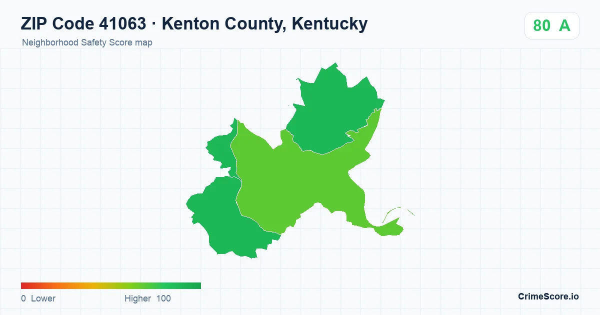 ZIP Code 41063 in Kenton County, Kentucky neighborhood Safety Score map