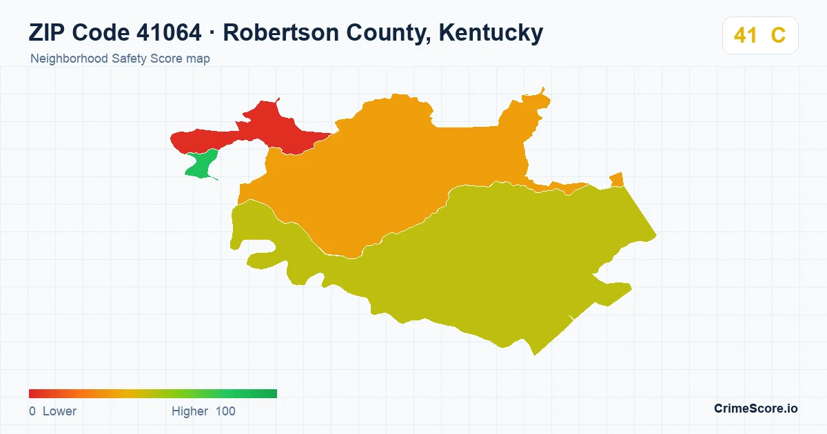 ZIP Code 41064 in Robertson County, Kentucky neighborhood Safety Score map